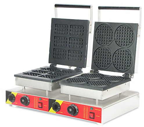 CGOLDENWALL NP-568 Commercial Waffle Making Machine 2 in 1 Waffle Iron Maker Non-stick Waffle Toaster Double-headed Waffle Baker Electric Belgian Waffle Stove (220V)