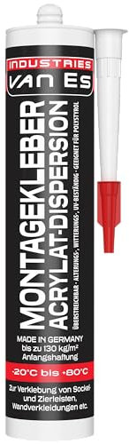 VE-INDUSTRIES Montagekleber | 310ml | Extra Stark haftend 130kg/m2 | Konstruktionskleber Styroporkleber Baukleber | Kartusche | Made in Germany