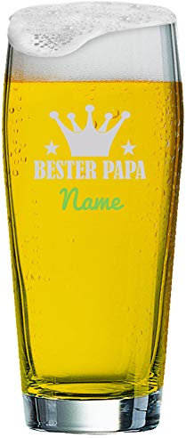 Meinglas Willi taza con individueller Father de Grabado – 0,5 l brillante cerveza cristal con logotipo grabado. y nombres [] su elección