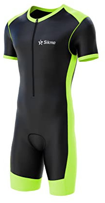 Sikma Herren Skinsuit Gepolsterter Einteiler Trisuit Bike Top Short - schwarz/grün - m