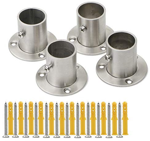 Pxyelec Stainless Steel Closet Rod Flange Holder for Outside Diameter 1 inch 25 mm Steel Pipe, Pack of 4