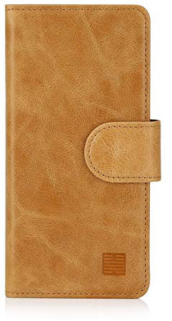 32nd Premium Series - Leder Mappen Hülle Case Flip Cover für Samsung Galaxy S10e, Entwurf gemacht Mit Kartensteckplatz, Magnetverschluss und Standfuß - Camel