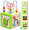 Woody Treasures Activity Cube Wooden Toys for Toddlers 1 Year + Baby Activity Centres - Bead Maze, Shape Sorter, and Colour Recognition - 1st Birthday Present for Girl or Boy
