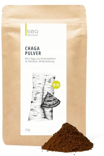 Chaga Pilz Pulver BIO Wildsammlung aus Birkenwäldern im Baltikum, Chaga Tee, Vitalpilz, Schiefer Schillerporling 125g - tea exclusive