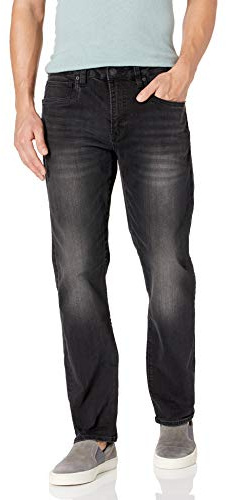 Buffalo David Bitton Herren Slim Ash Jeans, Dunkles und geschliffenes Schwarz, 32W / 30L