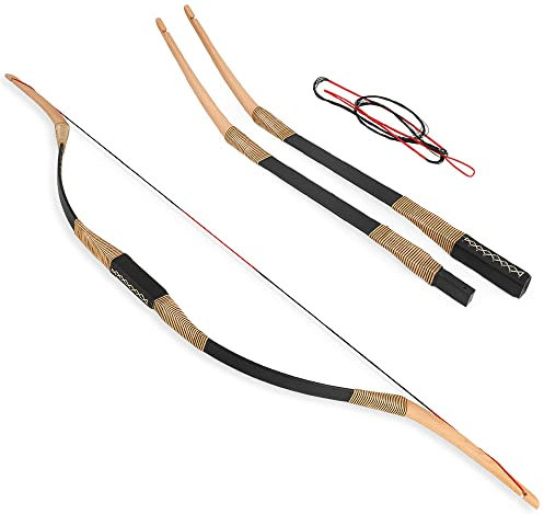 SHARROW Bogenschießen Takedown Traditioneller Recurve Bogen Mongolischer Bogen Reiterbogen Langbogen Handgemacht Holzbogen 20-40lbs Sportbogen Jagdbogen für Erwachsene (Typ 1, 20lbs)
