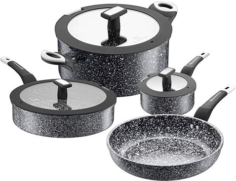 WaxonWare Set di pentole in ceramica da 7 pezzi: set di pentole e padelle in granito antiaderente lavabile in lavastoviglie e 100% senza PFOA e PTFE Set di pentole antiaderenti compatibili da