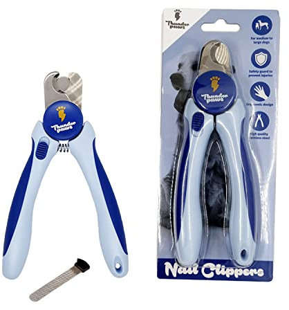 Thunderpaws Professional-Grade Dog Nail Clippers with Protective Guard and Safety Lock (Medium to Large Breeds, Blue)