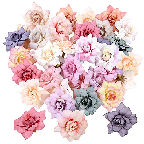 Trsnzul Künstliche Rosen Streublumen 50 Stück Künstliche Rosen Blumenköpfe Kunstblumen Pflanzen Deko Blütenköpfe Kunstblumen Köpfe Blumen Rosen für DIY Hochzeit Party Dekoration Handwerk