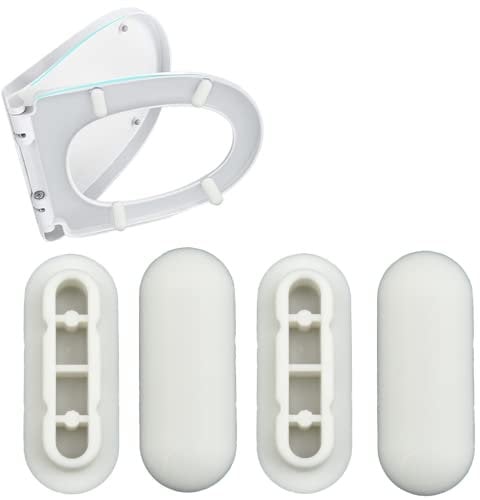 Toilet WC Seat Buffer Set Toilet Seat Bumper Noise Dampening Bumpers Gasket Toilet Seat Buffer Set Universal Toilet Bumper Replacement Cushioning Pads (White)