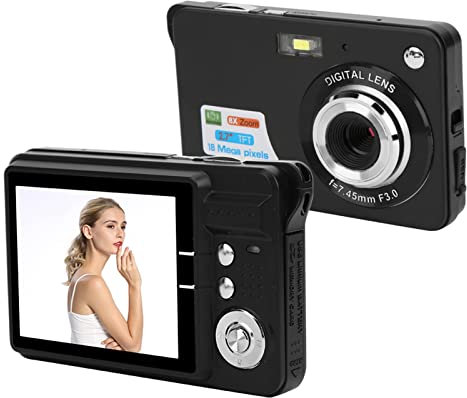 Digitalkamera, Kompakte 2,7 Zoll 18 MP Taschenkamera mit,Digitalkamera mit 8 fachem Zoom, Unterstützt 32 GB SD,Integriertes Mikrofon, Automatische Fokussierung,Tragbare Minikameras für(Schwarz)