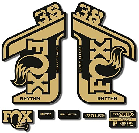 STAR SAM Aufkleber, kompatibel mit Federgabel Fox 38 Rhythm 2021, goldfarben, metallisch, 1 cm