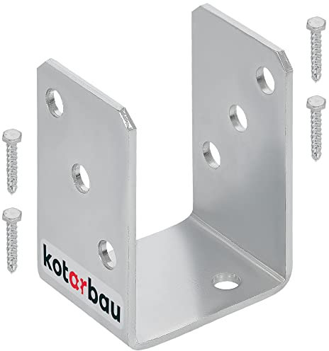 KOTARBAU® Support de poteau en U à visser 70 mm, galvanisé à chaud, la solution parfaite pour assembler différents éléments, argenté