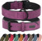 Didog Hundehalsband aus weichem, gepolstertem Leder, atmungsaktives, strapazierfähiges Hundehalsband aus Leder mit Verstellbarer rostfreier Metallschnalle für mittelgroße und große Hunde, Lila, M