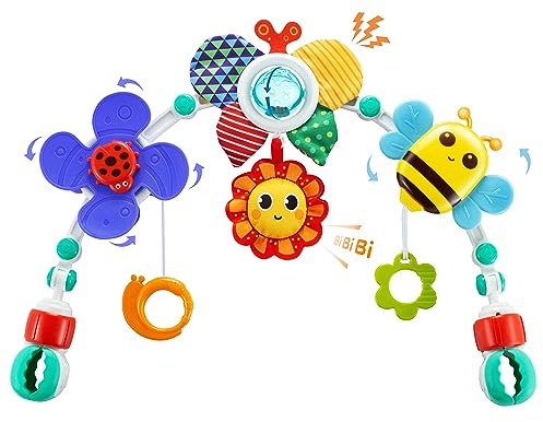 Lynncare Adjustable Arch Bassinet Toys for Infant & Toddlers, Stroller Arch, Baby Crib Toys with Fascinating Hanging for Stimulating Baby’s Senses and Developing Motor Skills