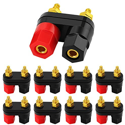 8 Stück Dual Binding Post Terminal, KUOQIY 2-Weg Audio Lautsprecher Terminal bananenbuchse Panelmontage, für Lautsprecher-Verstärker-Anschluss
