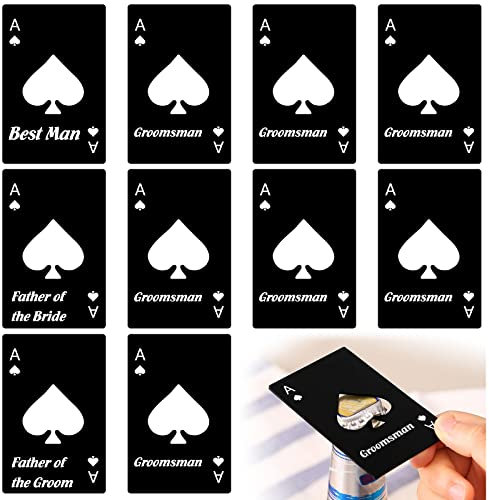 10 Stück Pokerkarten-Flaschenöffner, Bieröffner, Dosenöffner, Trauzeugen, Brieftaschen-Flaschenöffner, Edelstahl, Pik-As, Poker-Form, Flaschenöffner als Geschenk.