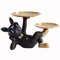 NUACOS Coole Bulldogge Skulptur FranzöSisch Statue, Multifunktion SchlüSsel Schale,BehäLter, Obstschale,SchlüSselbonbons Organizer Tischdekoration Mit 2 Edelstahl Tablett(Schwarz)
