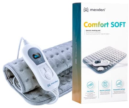 Meriden Heizkissen 30 x 40 cm Rückenheizkissen mit 3 Temperaturstufen Wärmekissen mit Überhitzungsschutz, Abschaltautomatik Comfort Soft 100W Grau