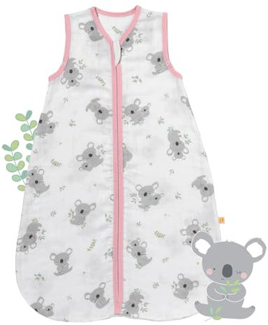 schlummersack Baby Schlafsack Neugeboren Sommer 0.5 Tog 56 cm dünn Bambus-Musselin Koala | Baby Sommerschlafsack dünn |Sommer Schlafsack Baby 0 5 Tog | Newborn Schlafsack Baby Sommer ungefüttert