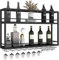 DSVONAUS Mensola per vino da parete industriale, Portabottiglie A Parete A 2 Livelli con Portabicchieri, Portabicchieri in Metallo per Una Facile Installazione, Cucina Bar Ristorante
