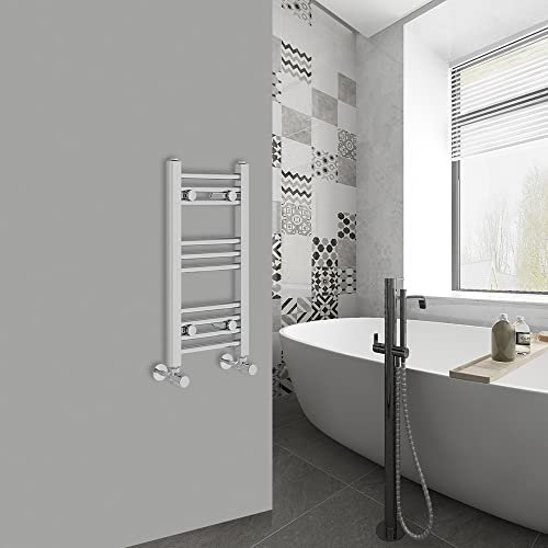 Warmehaus Toallero recto para baño con calefacción, escalera, radiador, cromado, 600 x 300 mm