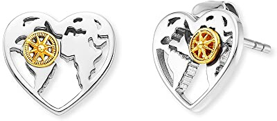 Engelsrufer Damen Ohrschmuck Aloha aus Sterling Silber mit Weltkarte und Windrose Bicolor - nickelfrei