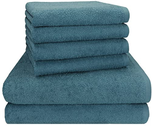 Betz Berlin 6er Set 2X Maxi Duschtuch 100 x 150 cm 4X Handtuch 50 x 100 cm 100% Baumwolle Farbe taubenblau - Berlin