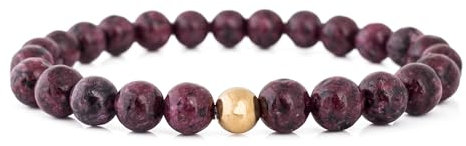 Akitsune Globae Perlen-Armband | Armschmuck Damen Herren Beads - Marmor Rot - 18cm