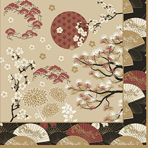 20 Servietten Asiatische Natur | Fächer | Japan | Asien | Sonne | Tischdeko | Decoupage | Serviettentechnik 33x33cm