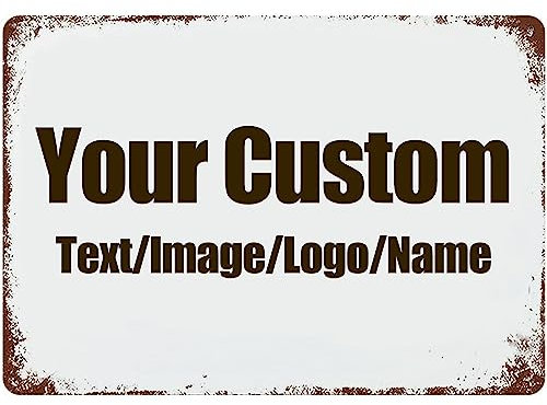 Panneaux personnalisés design avec votre propre image/logo/texte - Plaque en métal de style vintage pour mur extérieur - Panneaux routiers - Décoration d'intérieur, cadeau d'affaires, cour