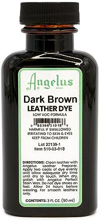 Angelus Leather Dye - Flexible Leather Dye for Shoes, Boots, Bags, Crafts, Furniture, & More 3oz (Dark Brown)