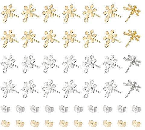 UNICRAFTALE 40 Stk 2 Farben Blumen Ohrstecker Mit Schleife Edelstahl Schneeflocke DIY Ohrringe Zubehör Metall Ohrstecker Selber Machen Set Für Ohrringe Schmuckherstellung