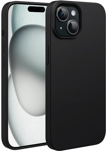 dasfork Flüssig Silikon Hülle für iPhone 15 Stoßfest Handyhülle, 3-Schicht-Struktur FallSchutz Silikon Case mit Kratzfestes Weiches Mikrofaser Futter, Schutzhülle für iPhone 15 - Schwarz