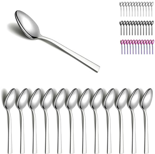 Berglander Silver Teelöffel 12-teiliges Set, Edelstahl Kaffeelöffel, Espressolöffel, Dessertlöffel Dessertlöffel, ideal für Zuhause, Restaurant, Hotel, Hochzeit, Party, spülmaschinenfest