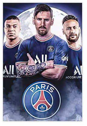 Messi Neymar Mbappe Fußballspieler-Poster, Leinwand, Poster, Schlafzimmer, Dekoration, Sport, Landschaft, Büro, Raumdekoration, Geschenk, ungerahmt, 50 x 75 cm