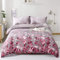 Pink Duvet Cover King Pink Floral Bedding Set, Reversible Lightweight Leaves Bedding Sets 3pcs with Zipper Closure (King, 220x230cm)