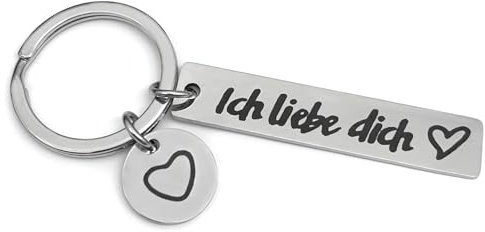 Schlüsselanhänger Ich liebe dich - Pärchen Partner Paar Anhänger Auto-Schlüssel - Für Sie & Ihn - Geschenk für Jahrestag Liebesbeweis Geburtstag Beziehungsgeschenk (Silber)