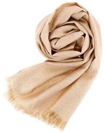 Stellazeta Elegante Stola für Damen, Zeremonie, Pfirsich mit goldenem Lurex, Schultertuch für Kleid, Schal für elegante Kleidung, leichter Sommerschal, Fisch-Gold, 200 cm x 80 cm