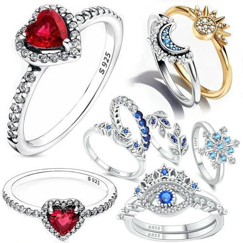 925 Sterling Silber Ringe Stapelbar Unendliches Herz Gänseblümchen Blume für Frauen Original Silber 925 Ringe Schmuck Geschenk