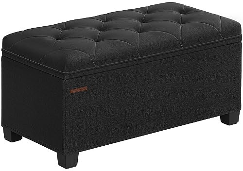 SONGMICS Sitzhocker mit Stauraum, Sitzbank mit Beinen, 40 x 76 x 40 cm Fußbank, Aufbewahrungsbox, bis 300 kg belastbar, für Wohnzimmer Schlafzimmer Flur, tintenschwarz LSF068B01