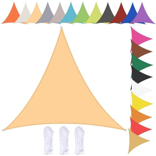 nvdsivee Vela Ombreggiante Impermeabile Triangolare Tenda da Sole per Esterno Telo Ombreggiante con Occhielli e Corda 90% UV Protezione Vela Parasole per Giardino Beige 2x2x2m