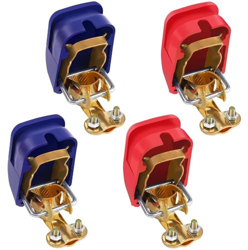 Autobatterie Klemmen, 2 Paare Auto Batterie Schnellklemmen, 12V Batteriepolklemmen Set Boot, Polklemmen Batterieklemmen für Auto Motorrad Truck Boot Rot Blau(1.2MM)