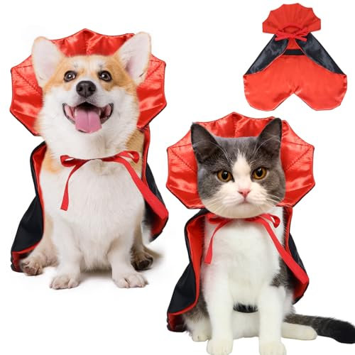ROSAUI Hundekostüm Halloween Katzenkostüm Hund Katze Kostüme Vampir Umhang für Kleine Mittlere Große Hunde