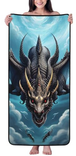 Kingww Flying Dragon weiches und bequemes Badetuch, besonders saugfähig und schnell trocknend, 140 x 69 cm