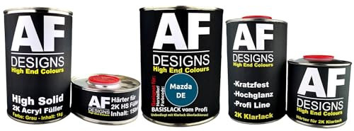 Alex Flittner Designs FÜR Mazda DE Max Blue Autolack Set 2K HS Grundierung 2K Klarlack kratzfest Lackierung Smart Repair