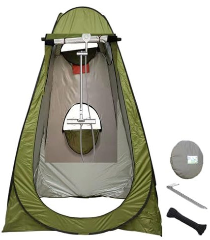 Pop-Up Duschzelt, Toilettenzelt, Umkleidezelt, Tragbar Camping Duschkabine WC Zelt Mobile Umkleidekabine Outdoor Klozelt, Sichtschutz Geräumiges Privatzelt Lagerzelt für Wandern Strand Grün Einhei