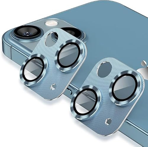 DAWEIXEAU Protecteur Objectif Caméra Arrière pour iPhone 13/iPhone 13 Mini,Kit de 2 Pièces, Film de Dureté 9H Protection Caméra Objectif Pour Appareil Photo HD et Anti-Rayures.Bleu