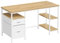 VASAGLE Computertisch, Bürotisch, Schreibtisch, mit 3 Ablagen, 2 Schubladen, 140 x 60 x 76 cm, fürs Büro, Wohnzimmer, moderner Stil, natureichenfarben-perlweiß LWD104Y01