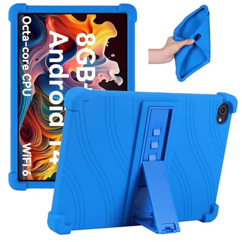 Junfire Silicone Case for HotLight C10 10 inch Tablet, Case for Ainmel AMLA10UKTS / C10BK / Byxsb C10 / Hakaug C10 / Kotsren C11 Android 14 10 Tablet with Kickstand, Blue